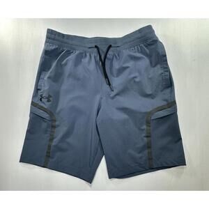 Under Armour Elastic Zip Pocket Athletic Shorts Blue Mens L